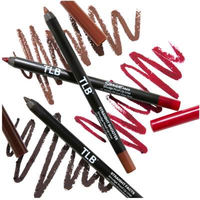 lip liner pencils with scribbles on a white background